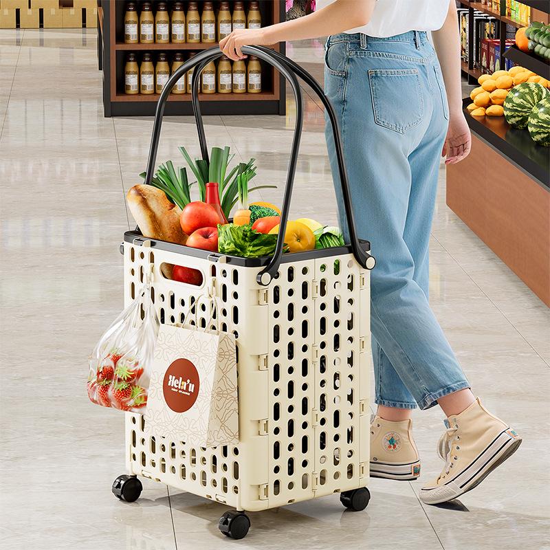 Foldable Multi-Functional Handcart: Compact Trailer for Shopping, Vegetables, and Express Pickups