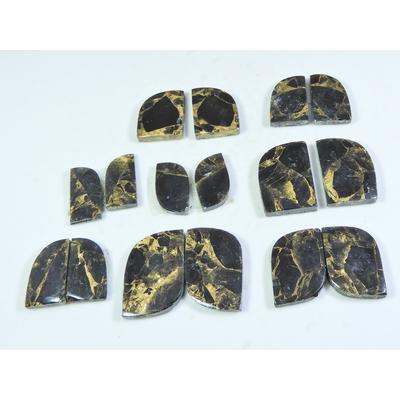 108Cts. Natural Black Copper Tourquise Fancy Cabochon Matched Pair 8Pair Lot A-128