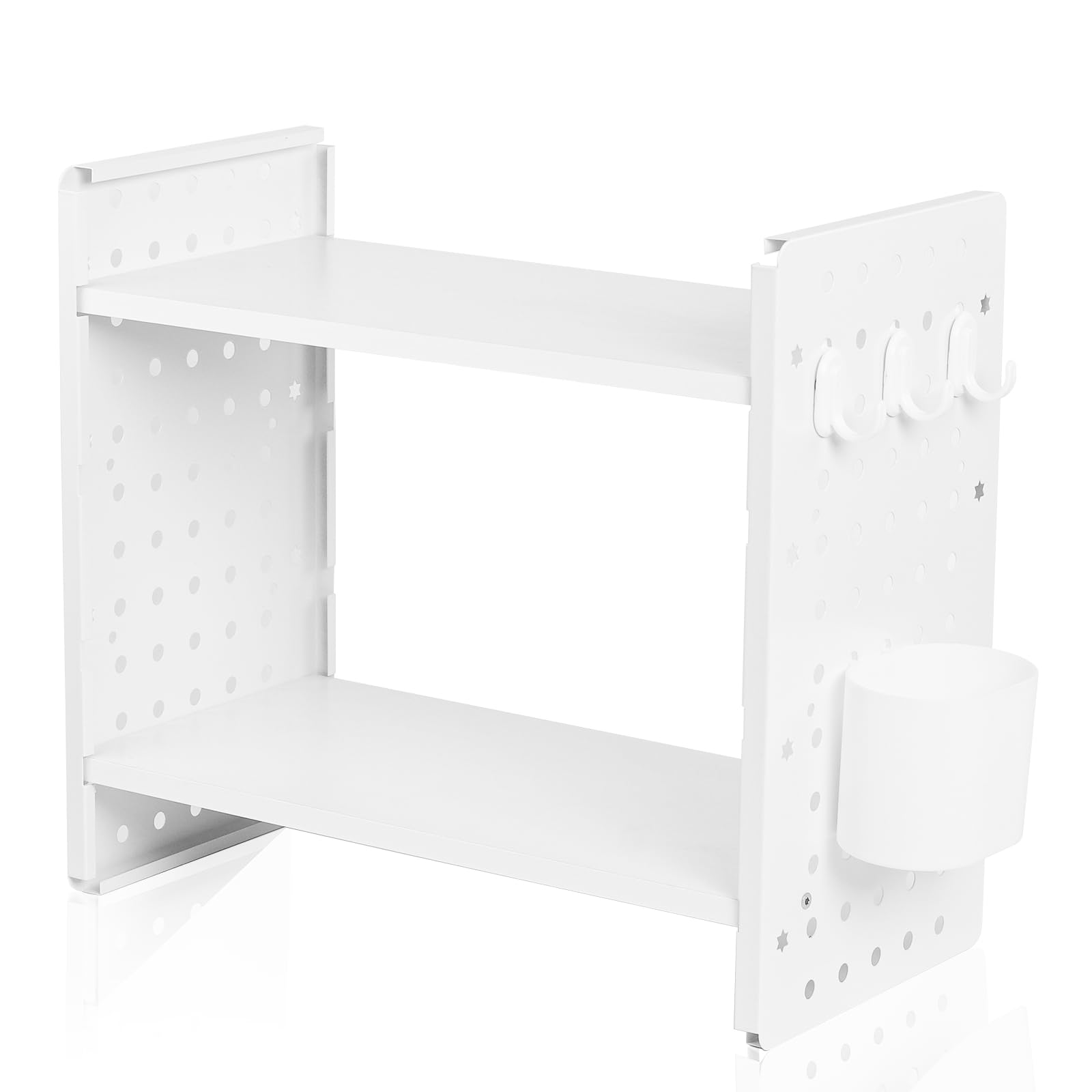 

Baskiss Pegboard Desk Storage Bookshelf Study Desk Storage Office Steel Wood 2 Rack, Organizer, Shelf, Rack, Desk, Student/Commercial Use, & (White -