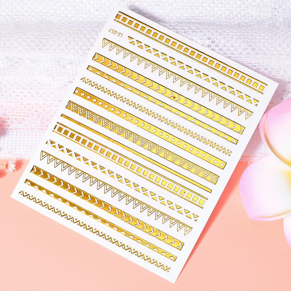 Egyptian Alien Text Full Sticker Geometric Shape Manicure 3D Rose Gold Silver Nail Diy Manicure Sticker
