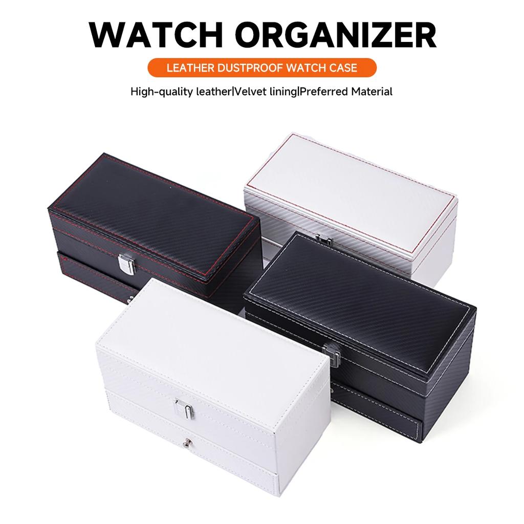 Watch Storage Box Jewelry Container Large Capacity Double Layer Storage Box Watch Holder Rings Bracelets Glasses Organizer