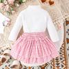 Kinder Kleinkind Mädchen Herbst Outfit Langarm Rollkragen Tops + Muster Rüschen A-Linie Rock Frühling Kleidung