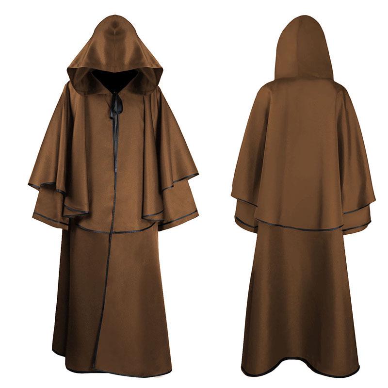 Medieval Wizard Costume Cape: Hooded Cloak for Halloween or Opera