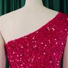 Damen Mode Ein Schulter Pailletten Schlitz Lang Sexy Formelles Partykleid