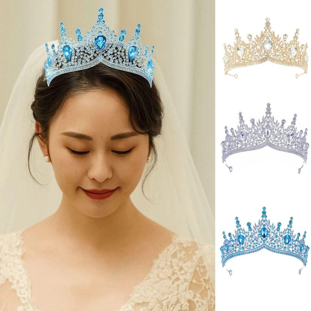 Shiny Ornament Baroque Queen Tiaras Luxury Bridal Headwear Hairpin Rhinestone Diadem  Wedding