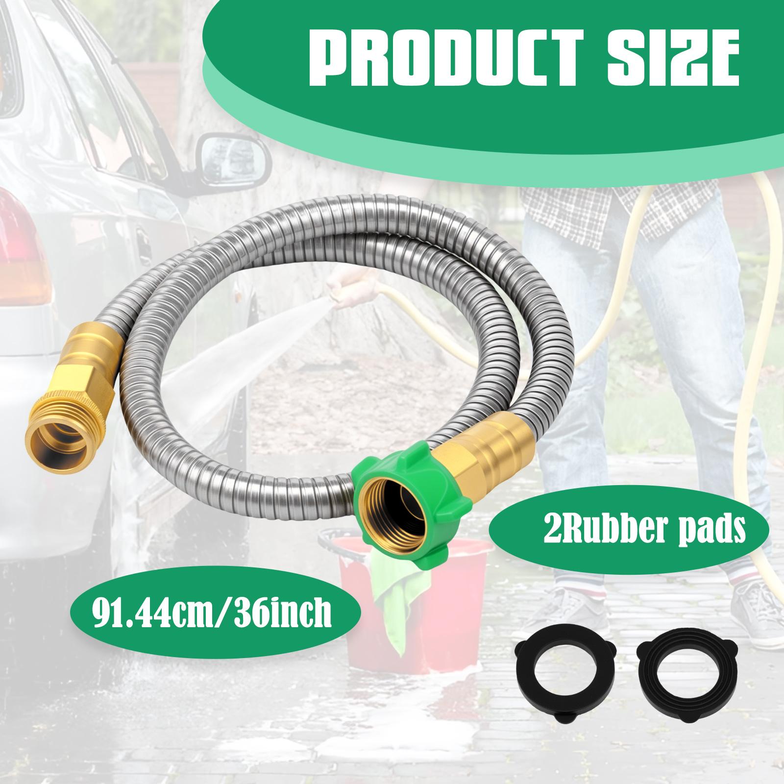 

304 Stainless Steel Short Garden Hose 3/5ft with Female to Male Metal Connector Anti-Leakage Lightweight Kink Free Water Hose