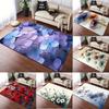Floral Art Carpet Various Styles With Hydrangea Blue Flower Red Blossom Geometric Pattern Non Slip Rug For Living Room Decor