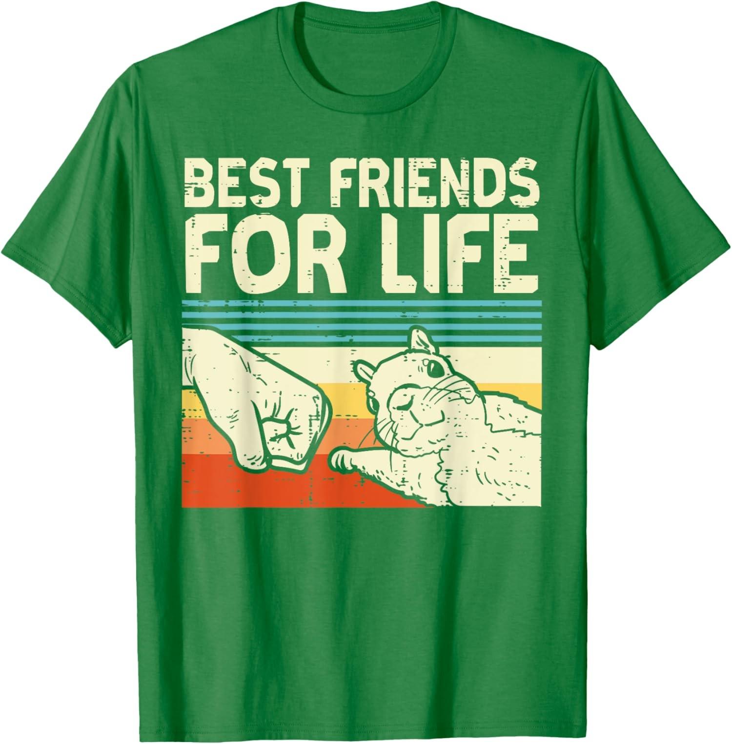 Best Friend For Life Squirrel Fist Bump Cute Retro Unisex T-Shirt S разноцветный