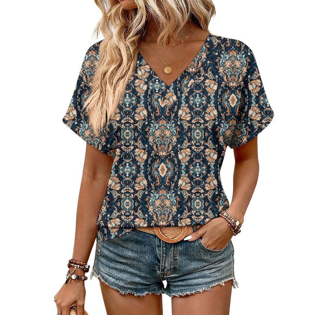 Womens Summer Tops  Short Sleeve V Neck Shirts Casual Dressy  Summer Blouses Tunic Top