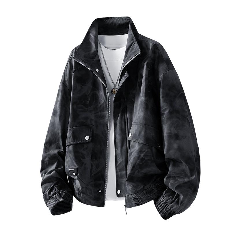 New Large-size Jacket Men's Lapel Graffiti Magic Gold Personalized Printed Coat