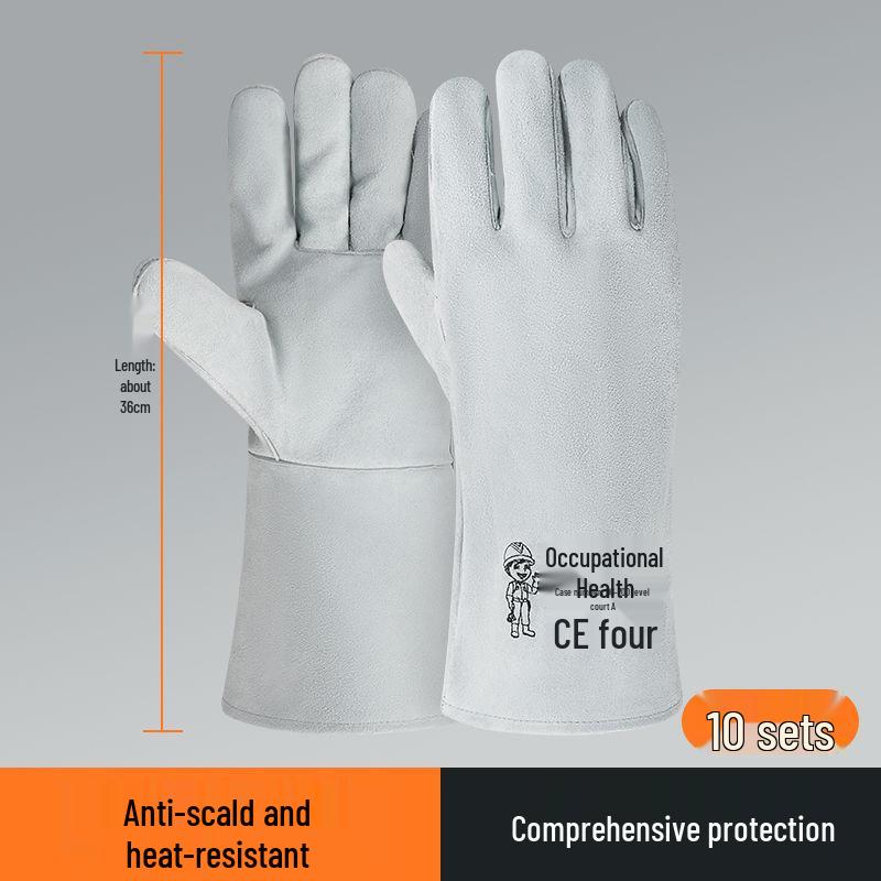 Heat-Resistant Cowhide Welding Gloves - Durable, Anti-Scald, and Soft for Labor Protection