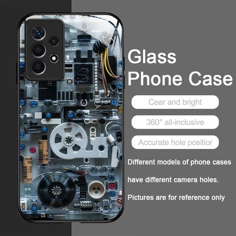 Creative Mechanical Circuit Board Pattern Glass Phone Case for Samsung Galaxy S25 Ultra S24 S23 Plus S22 S21 S20 FE A56 5G Cover