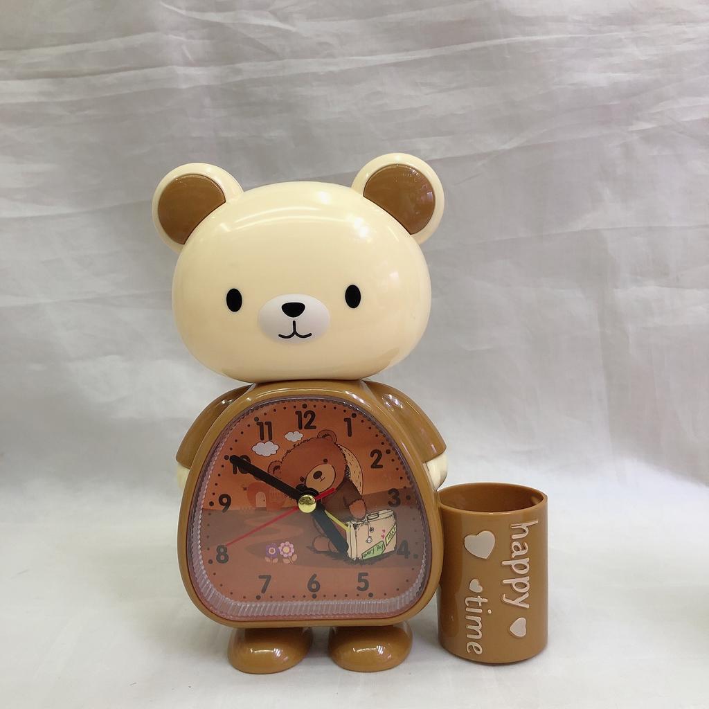 Nowy kreskówkowy uroczy niedźwiedź pojemnik na długopisy mały budzik prezent dla studenta panda zwierzę zegarek