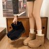 Big Head Ugly Cute Platform Snow Boots for Women Winter Plush Warm Anti Slip Thick Bottom Slip on Bread Cotton Boot Botas