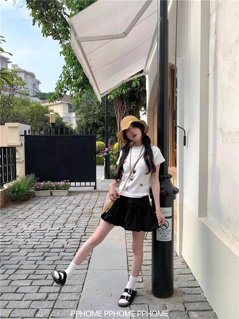 Women's Summer White Fluffy Cake Skirt - Lantern Style