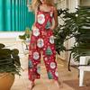 Women's Casual Christmas Printed Jumpsuit Sleeveless Printed Cotton Jumpsuit