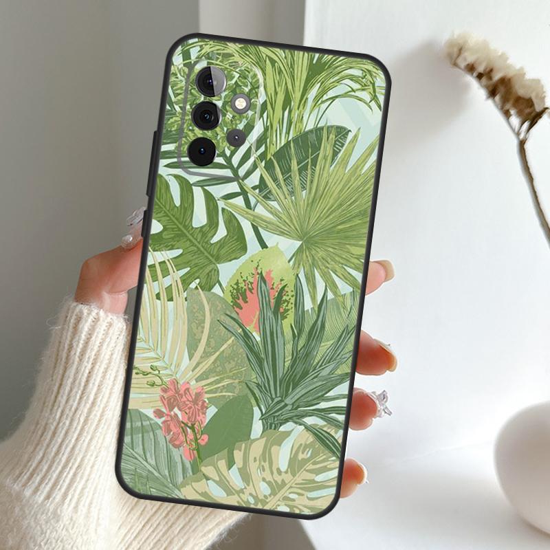 Retro Banana Leaf Plant Case For Samsung Galaxy A13 A33 A53 A06 A17 A56 A36 A26 A16 A15 A35 A55 A34 A54 A52 A12 A32