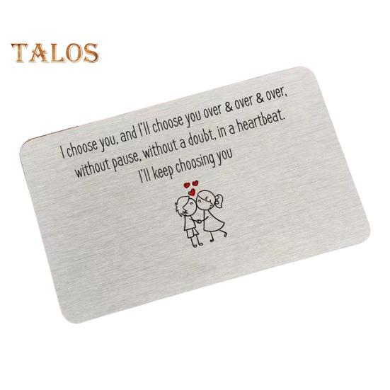 

Гравированная вставка для бумажника из нержавеющей стали с надписью «Я люблю тебя», сентиментальный сувенир на годовщину, день рождения, подарок для него, мужа, парня A