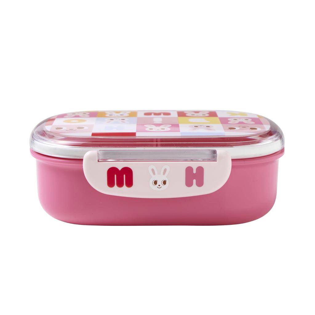 MIKI HOUSE Lunch and Rabbit Made in Microwave and Dishwasher Suitable for Boys and Pink Box, 360ml, Logo, Bear, Design, Japan, Safe, Girls, Baby,