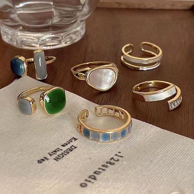 Emerald High-End Women's Cold Style Niche Open Ring
