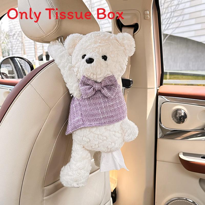 Creative Plush Bunny Car Tissue Holder With Cute Cartoon Design For Car Interior Decor