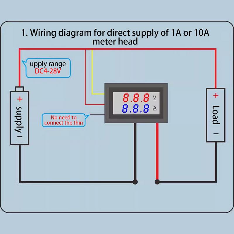 High Quality DC 100V 10A 100A Voltmeter Ammeter Blue + Red LED Amp Meter Ampere Voltage Double Digital Display Voltmeter