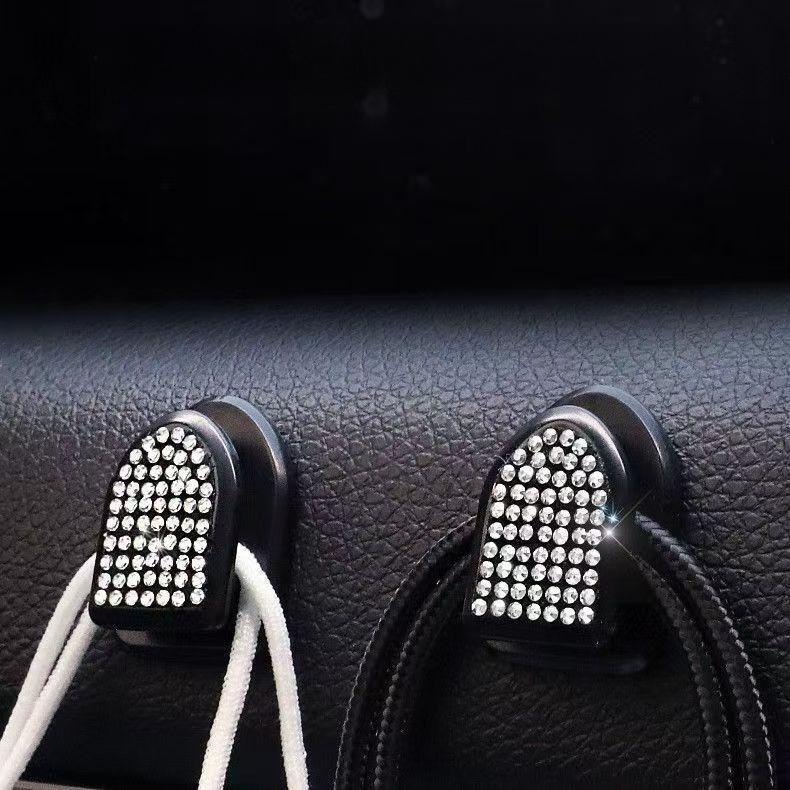 Rhinestone Crystal Hooks Portable Car Hanging Bag Holder Home Ornaments Decor Creative Mini Bling Hook Auto Interior Accessories