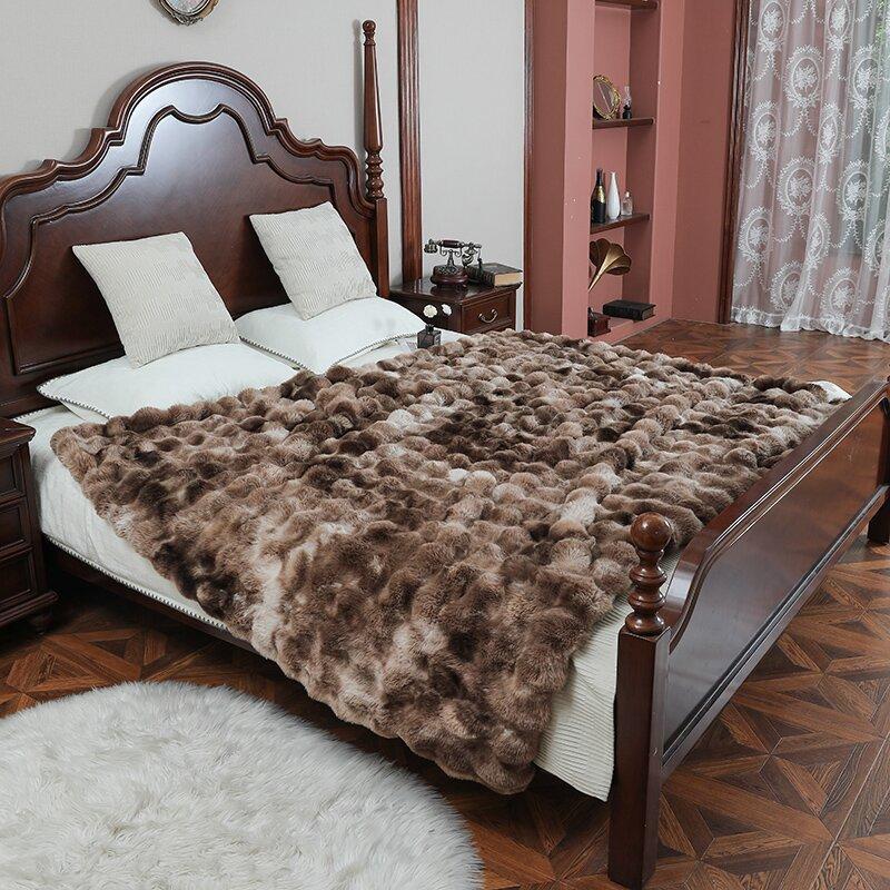 Thick and Warm Modern Blanket Autumn and Winter Bubble Velvet Rabbit Fur Blanket Plush Sofa Towel Pillow Cover Soft and Comfortable Bed Sheet