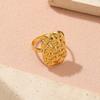 Golden Plated Quilted Textured Open Adjustable Ring for Women Luxury Statement Jewelry Gift
