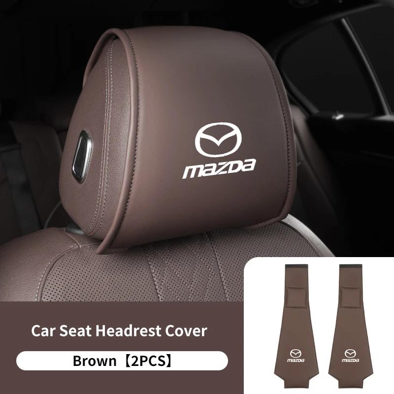 2025 Hot 2PCS Leather Car Seat Headrest Protective Cover Accessories For Mazda 6 3 2 CX5 CX7 323 Demio Axela Atenza CX9 MX3 MX5