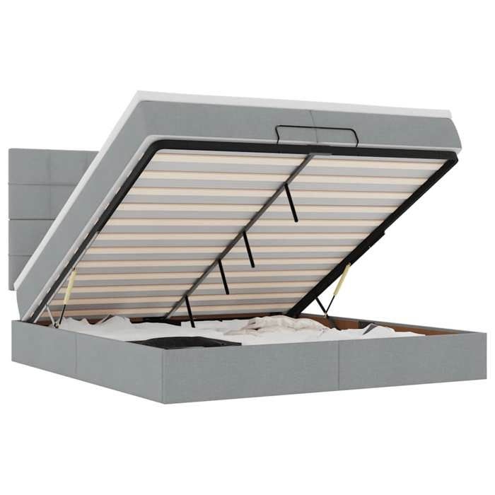 VidaXL Ottoman Bed Frames and Mattress Light Grey 200x200cm Fabric, Bed Frame, Upholstered Bed Frame, Bed Frame 3314031