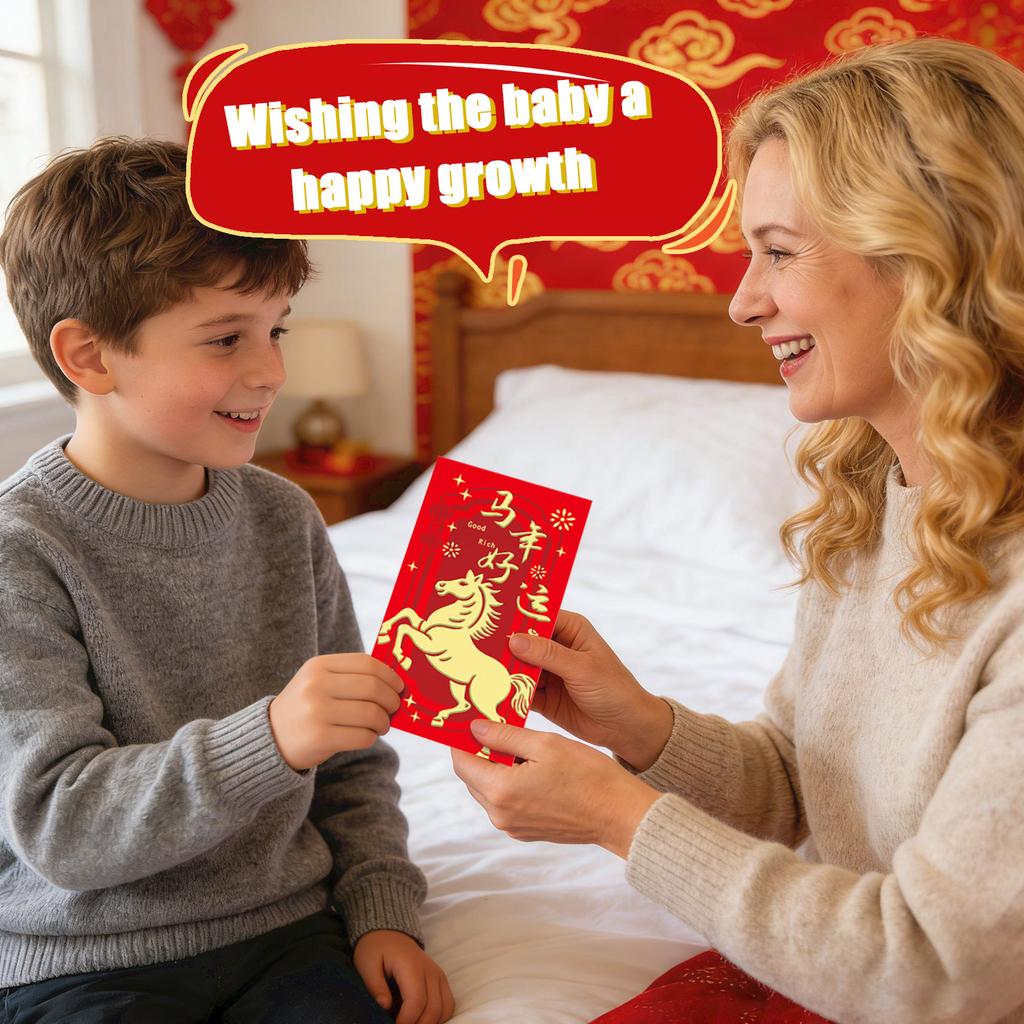 6 PCS Year Of Horse Red Envelope, Chinese New Year Red Envelope