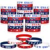6-pack Love USA American Star Spangled Flag Rubber Wrist Band Printed To Celebrate Independence Day Silicone Bracelet