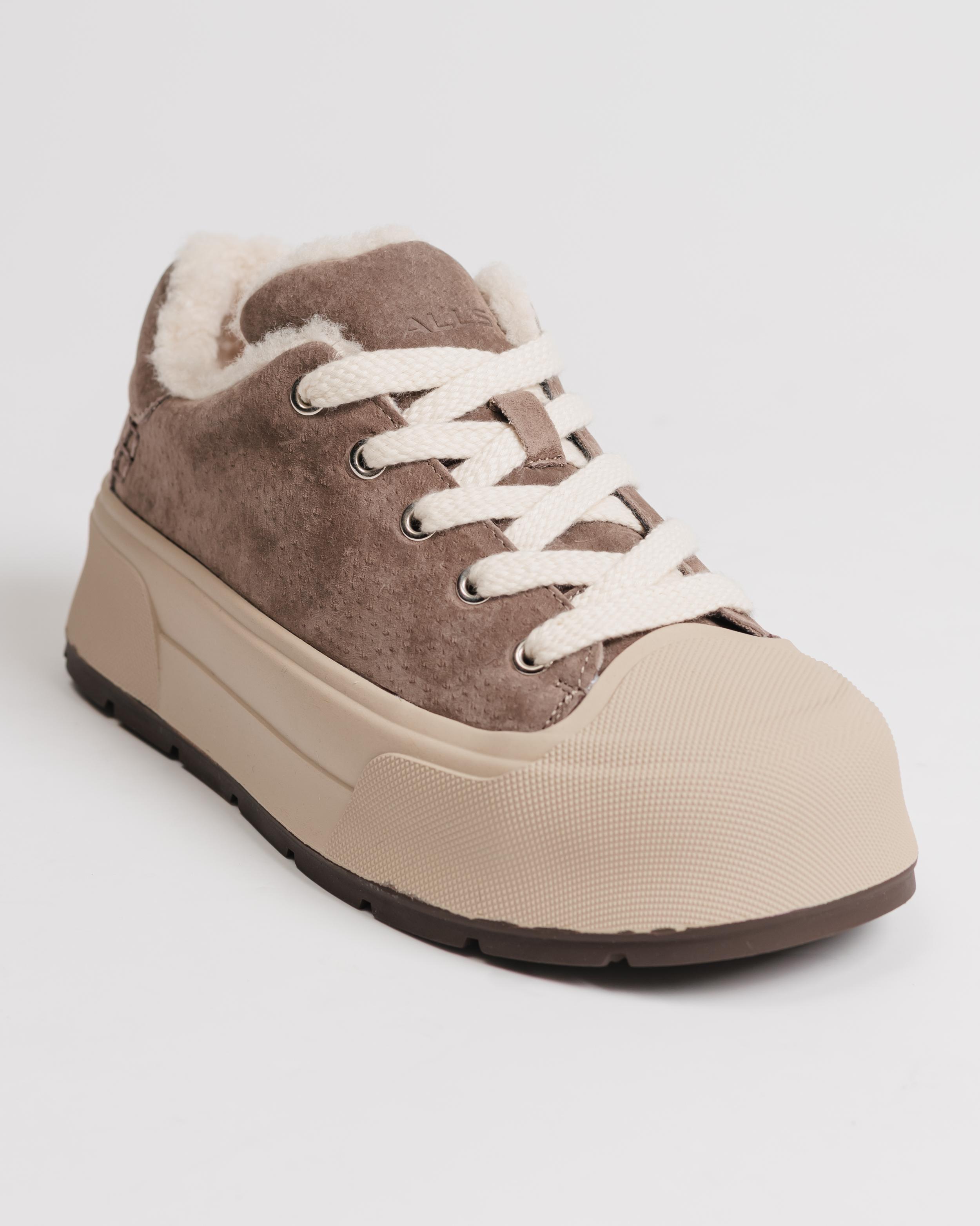 

Sneakers with fur Allsy 2519 36 mink suede wool 41 мигдалевий