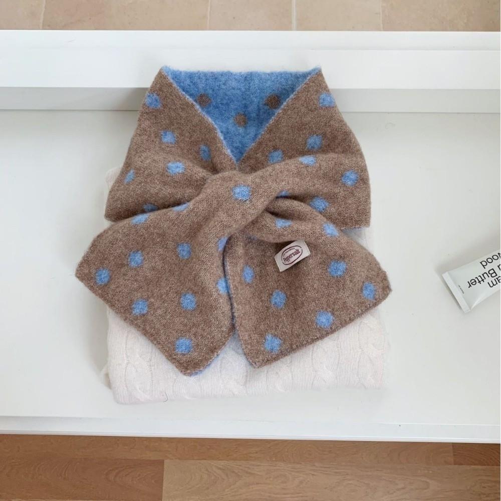 Cross Knitted Scarf Polka Dot Neck Warmer Scarf Gifts Neck Wrap Daily Wear