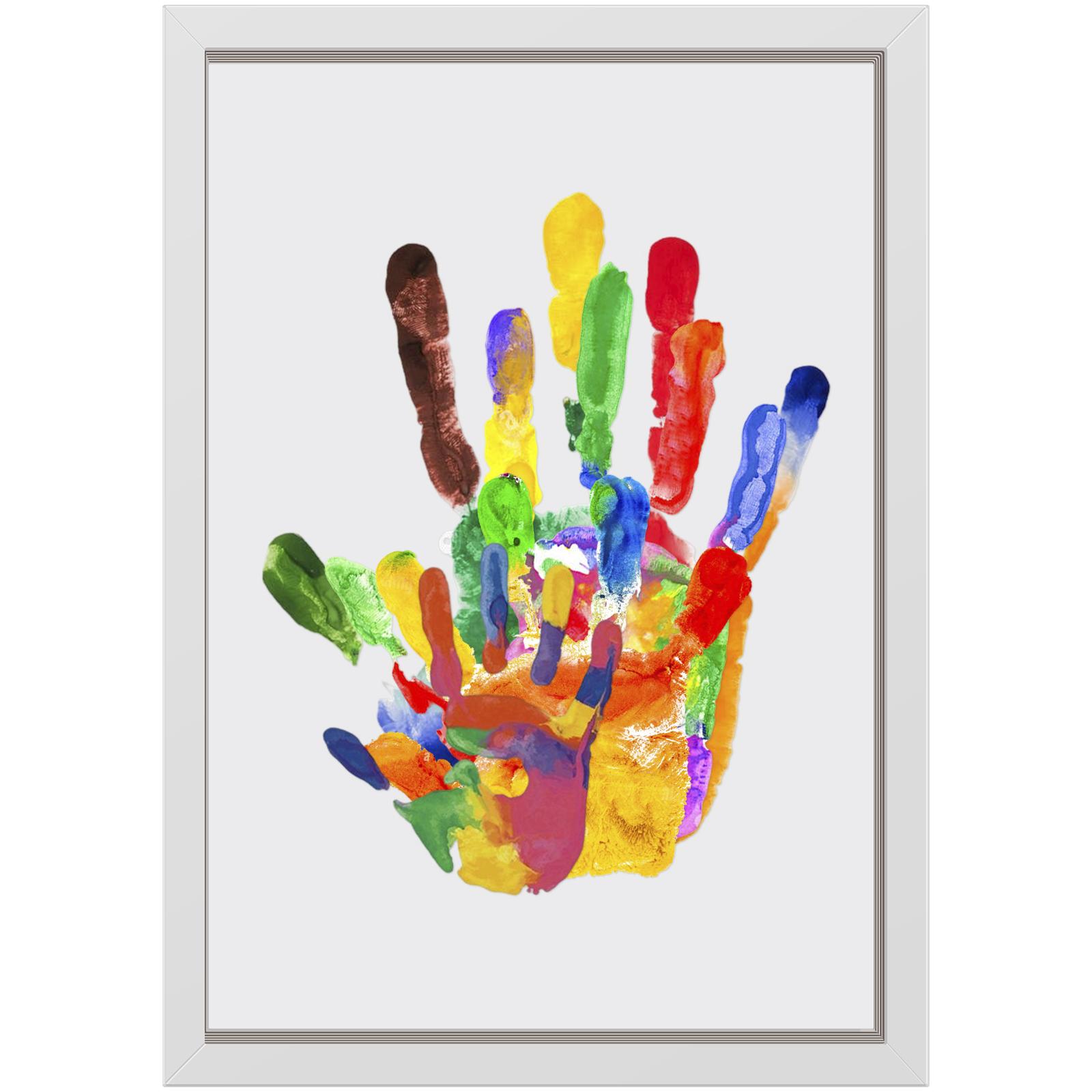 

Family Handprint Kit DIY Handmade Keepsake Wooden Frame with 6 Paints Pen Eraser Paintbrush Non-Marking Nails Newborn Souvenir белый