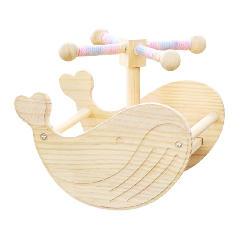 

Bird Rocking Stand with Rotating Windmill Whale Rocker Perch Exercise Toy for Parrots Enrichment and Interaction Fun 1