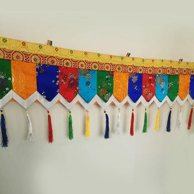 Tibetan Style Chinese Style Wall Hanging Banner Brocade Floral Tassel Buddhist Hall Decor Tablecloth Household Temple Worship