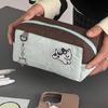 Embroidery Star Dog Pencil Bag High Capacity Polyester Fabric Pencil Case Travel Makeup Storage Bag for Student Women