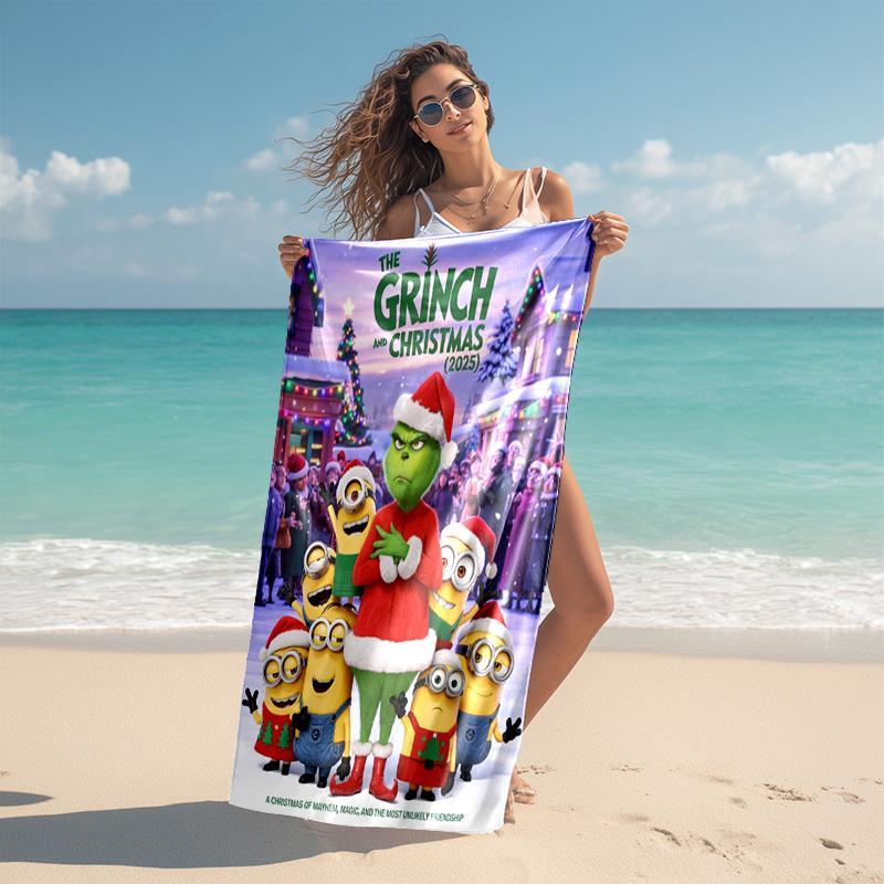 Christmas Gift Oscar Comedy Movie How the Grinch Stole Christmas soft beach towel outdoor camping vacation swinging beach scarf decorative blanket B2