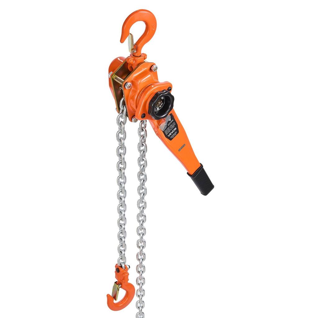 Manual Lever Chain Hoist, 1-1/2T 1500KG Capacity Heavy Duty Come Along, 6M Lift G80 Alloy Steel Chain With Dual Pawl Mechanical Brake, 360° Rotating