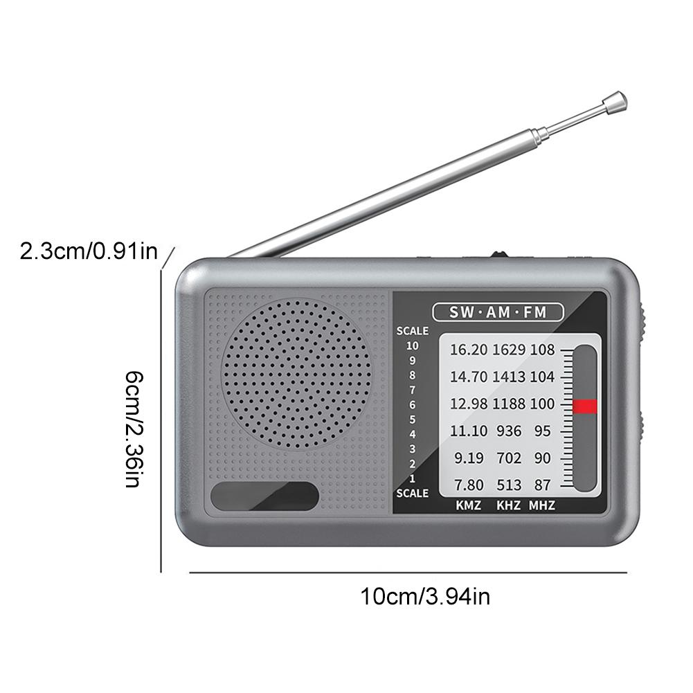 Outdoor Radio SW/AM/FM Stereo Digital Radio Battery Operated Telescopic Antenna Full Band Radio Receiver with Speaker 3.5mm Jack
