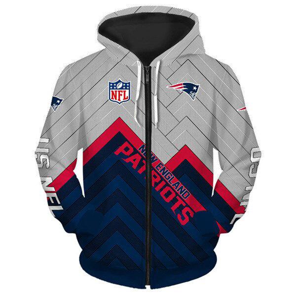 Europäischer und amerikanischer Herren- und Damen-Pullover mit Digitaldruck NFL-Fußball durchgehender Reißverschluss Kapuzenpullover, Strickjacke