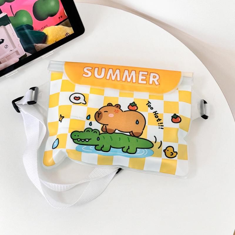 

Crossbody Black Cat Cartoon Waterproof Phone Pouch Touchscreen Case for Swimming Beach Travel Accessory