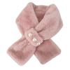 Elegant Solid Color Plush Cross Scarf Imitation Pearl Winter Warmer Neck Scarf Comfortable Neck Warmer Evening