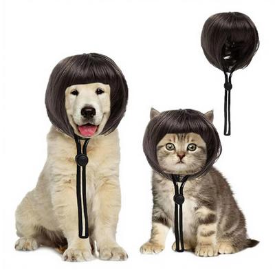 Taglio Bob Parrucca per Animali Divertente Frangia Piena Parrucca per Cani Accorciabile Corta Parrucca per Gatti