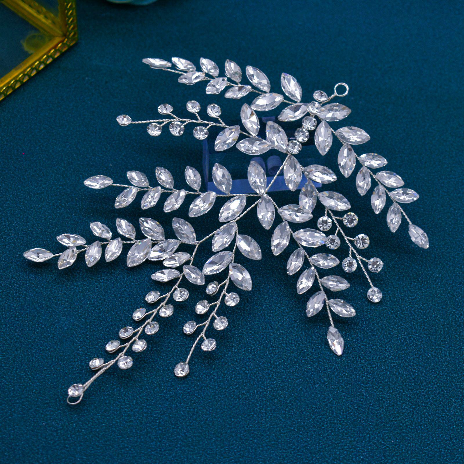 

Элегантное украшение для головы со стразами: Ручная работа Европейское и Американское Украшение для Прически Пучок сбоку для Свадеб, Вечерних Платьев и Фотографии - DZ109 серебряный