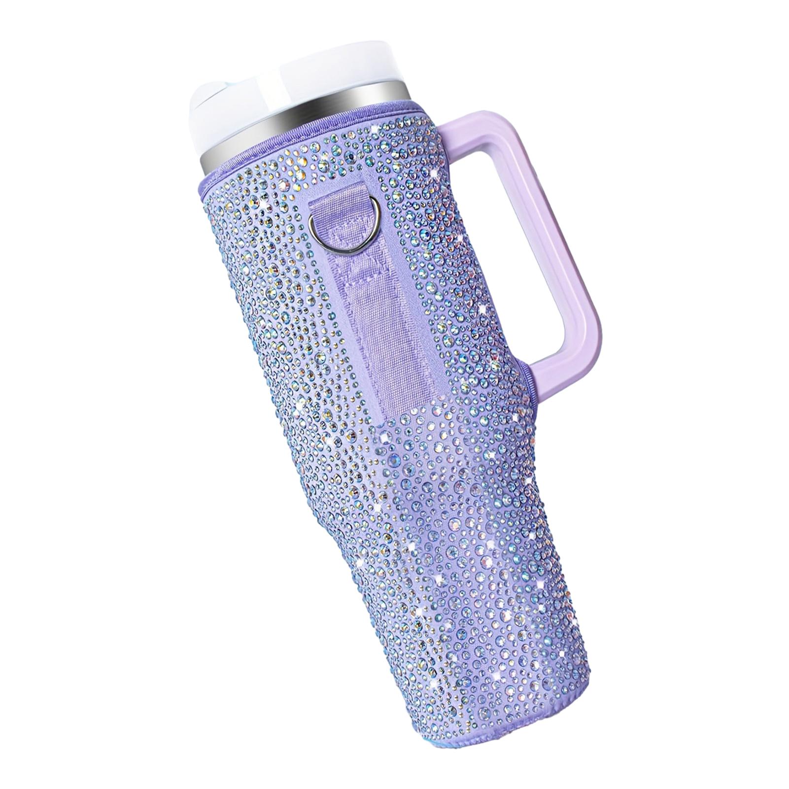 

Personalized Shiny 40oz Thermal Cup Sleeves Non-slip Portable Water Bottle Holder For Fitness Gym фиолетовый