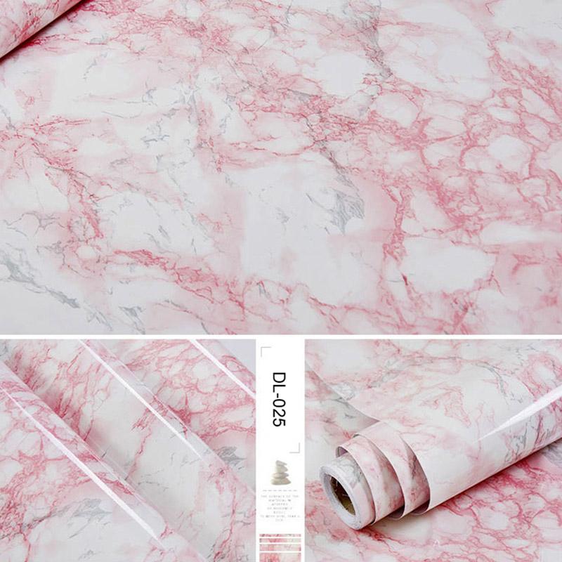 PVC Self-Adhesive Marble Wallpaper Kitchen Tile Stove Waterproof Oilproof Stickers Furniture Desktop Countertop Protective Film