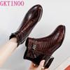 Fashion GKTINOO Fashion Women Boots Pointed Toe Genuine Leather Ankle Boots 2025 Winter Warm Fur Plush Women Shoes Big Size 43